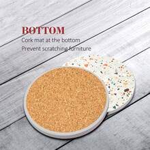 Marble Pattern Absorbent Coaster With Metal Holder, Colorful Terrazzo Absorbent Ceramic Coaster, Cute Coaster, Suitable For Coffee Table, Restaurant, Kitchen, Bar Dining Table Coffee Table Accessories Decoration Gift, Heat Resistant And Durable Coaster - Multicolor - View 4