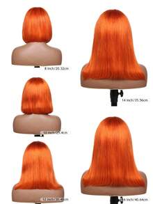 13x4 Transparent Lace Front Wig - Brazilian Real Human Hair 180% Density #350 Ginger Yellow Blonde Bob Cut, Pre-Plucked Hairline With Hair, Looking Straight Hair For Women - S350 - View 6
