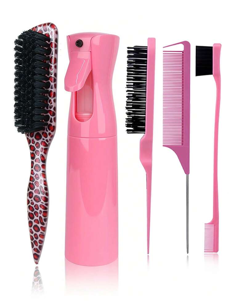 4pcs Men's Hair & Beard Care Oil Comb Brush Set, Long Handle Beard Cleaning Brush, Oil Comb & Hair Brush, Straight Hair Brush, Men's Beard Grooming Styling Comb, Leopard Print Comb, Leopard Print Hair Brush Styling Tool With Tail Comb - Multicolor - View 25