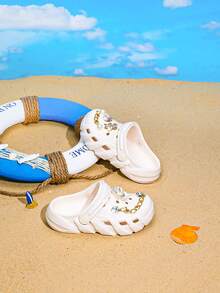 HOEASE Zuecos para jóvenes, zapatos de jardín y playa de EVA para niñas en verano, diseño transpirable sin cordones, diseño con purpurina rosa para actividades en el hogar y al aire libre - Beis - Ver 5