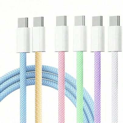 60W USB-C To USB-C Fast Charging Cable, USB-C To Type-C Fast Charging Data Cable, Compatible With IPhone 17/17 Air/17 Pro/17 Pro Max/ Pro/Air, Galaxy S25/S24/S23/S22/S21/S20, Nylon Braided Charging Cable, Available In 3.3ft/6.6ft Lengths