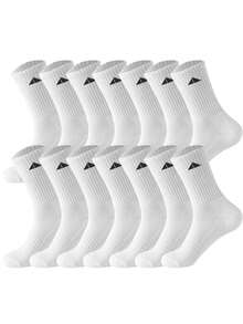 1/6/12/18 Pairs Men's Soft Round Socks, Triangle Logo Ribbed Cushioned Sports Socks, Comfortable Casual Mid-Calf Socks, Suitable For Gym, Running, Daily Wear - Multicolor - View 19
