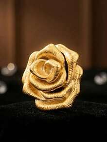 1pc Rose Flower Brooch, Fashion Creative Minimalist Pin, Versatile Clothing Accessory - Gold - View 6