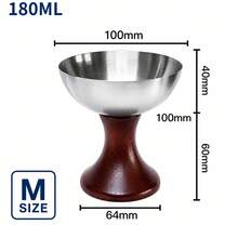 1pc 304 Stainless Steel Footed Ice Cream Cup With Wood Pedestal Base Multipurpose Dessert Bowl For Cafe Restaurant Home Use - Multicolor - View 13
