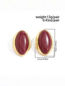 Oval Resin Earrings For Women, Luxury High-End French Style Versatile Niche Design Stud Earrings - Oval Resin Earrings - View 2