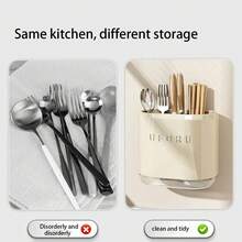 Wall-Mounted No-Drill Kitchen Storage Rack, Knife Holder, Utensil Storage Cabinet, Chopstick Holder Integrated Organizer - View 7