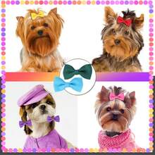 10pcs Pet Fresh Minimalist Striped Bow Hair Clips, Suitable For All Seasons, Soft And Comfortable Touch, Sweet Versatile Colors, Add Cute Vibe To Spring! (Random Color) - Multicolor - View 6