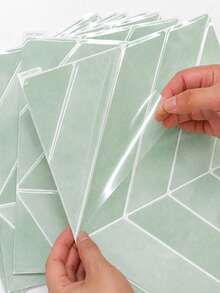 SUPSTICKER 1pc/10pcs Marble Herringbone 3D Gel PVC Wall Sticker, Self-Adhesive Waterproof Kitchen Bathroom Splash Guard, 3 Colors Available - 10Pcs - View 4