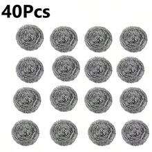 8/20/40pcs Stainless Steel Scouring Pads, Multi-Functional Kitchen Cleaning Balls. Essential Home Cleaning Tool, Outdoor/BBQ Cleaning Brush. Sponge And Cleaning Ball 2-In-1 - Multiple Packs - View 12
