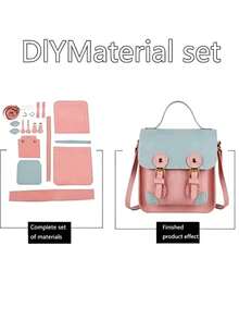 1件兒童DIY手工縫製包，兒童包包製作套件，含DIY材料包，半成品DIY手工斜挎包，彩色拼接迷你信使包，精緻禮物，適合女孩與手工愛好者的生日禮物 - 彩色 - 查看 2