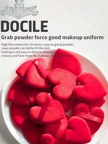 3pcs Heart-Shaped Velvet Powder Puffs, Dry And Wet Use, Suitable For Loose Powder Application, Reusable Makeup Sponge, Suitable For Face And Body, Suitable For All Skin Types - Multicolor - View 3