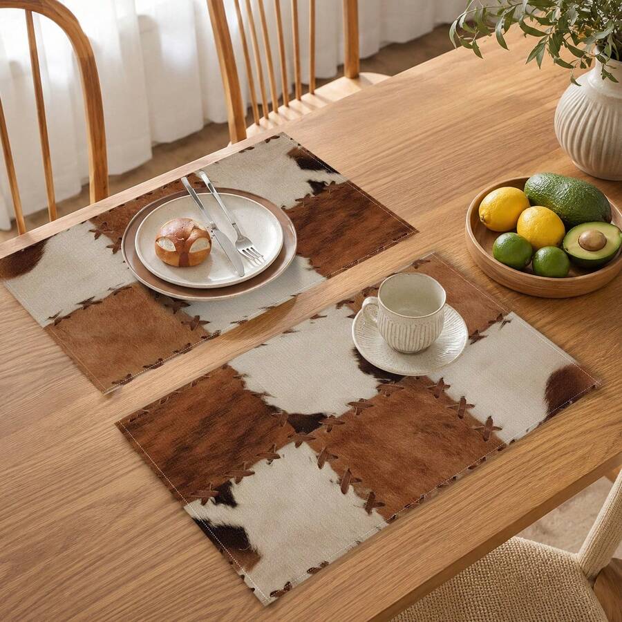 1 pieza Mantel individual con patrón de patchwork, mantel de desayuno, mantel de café, mantel de taza, mantel de cuenco, accesorio de decoración de cocina para el hogar, mantel fácil de limpiar, adecuado para el hogar, restaurante, decoración de restaurante, regalo festivo, regalo para amigos, juego de varias piezas - Multicolor - Ver 1