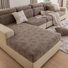 1pc Non-Slip Dust-Proof Minimalist Butterfly Solid Color Versatile Sofa Cover, Pet-Friendly, Easy To Clean, Machine Washable, Odorless, Wear-Resistant, Full Coverage Elastic Universal Sofa Slipcover - Brown - View 6