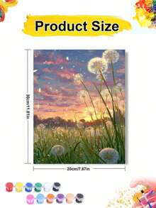 Set Dekorasi Dinding Lukisan Minyak Digital DIY Ladang Liar Matahari Terbenam Dandelion, Pemandangan Lanskap Modern Buatan Tangan, Kerajinan Lukisan, Dekorasi Rumah Dewasa, Hadiah Liburan - Set - View 10
