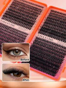 800/740/720pcs High-Volume DIY False Eyelashes, 8-16mm Mixed Length D Curl Natural Look False Eyelashes, Extra Thick And Fluffy, Friendly To Beginners, Suitable For Daily Use And Outgoing, Party, Festival And Travel Using,Styles Mixed Eyelashes - D - View 6