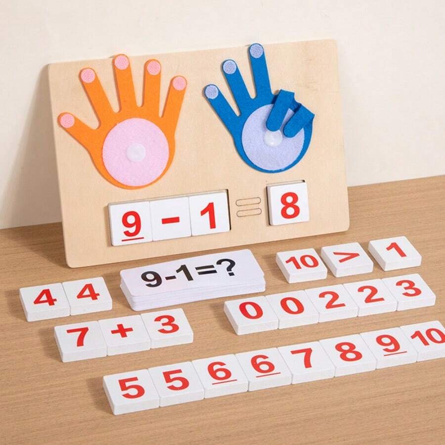 Wooden Felt Finger Addition And Subtraction Calculation Board Toy, 1-10 Number Operation Blocks With Comparison Symbols Set, Math Learning Tool For Children 3+ Years Old, Number Sense Enlightenment, Matching Arithmetic Problem Cards, Finger Counting Teaching Aid, Hand-Eye Coordination And Logical Thinking Training, Montessori Early Education Desktop Game, Preschool Math Teaching Aid For Boys And Girls Gift