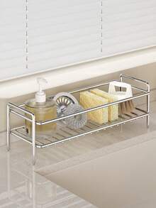 1 buah Rak Organizer Meja 2 Tingkat Stainless Steel dengan Kaki Anti Selip, Tempat Penyimpanan Tahan Karat untuk Bumbu Dapur & Perlengkapan Rias Kamar Mandi, Rak Meja Serbaguna Cocok untuk Asrama, Apartemen, Kamar Tidur, dan Kamar Mandi - MultiWarna - View 11