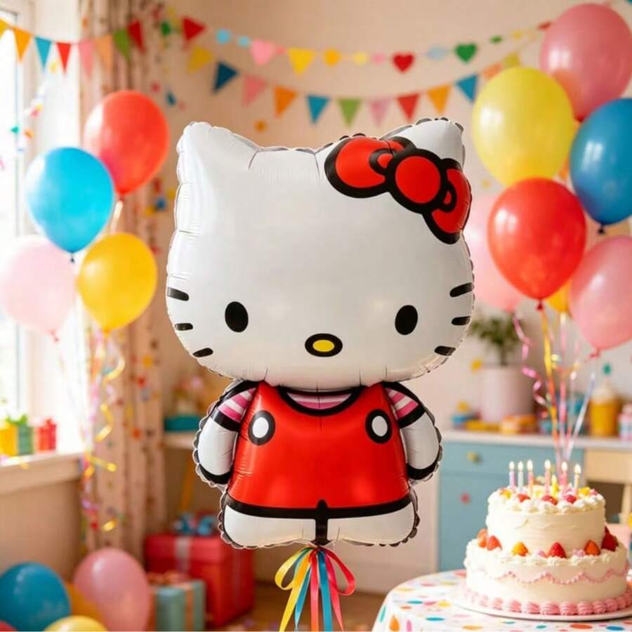 SANRIO 1/3 piezas Globos de papel de aluminio con forma de gato rojo de dibujos animados, globos de decoración para el Día de San Valentín, boda, cumpleaños, regalo, fiesta y reunión - Ver 1