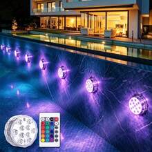 Luz LED RGB a prueba de agua que cambia de color, adecuada para piscina, acuario, estanque, fuente y decoración de bodas - Fácil instalación, carcasa de plástico resistente, iluminación subacuática - multicolor - Ver 2