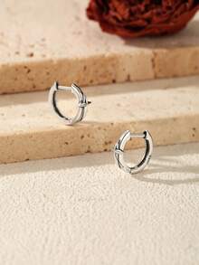 MODIAN Neutral Vintage Ear Buckle 925 Sterling Sliver Retro Exquisite Stars Small Hoop Earrings For Women Fine Jewelry - Silver - View 8
