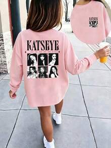 1pc Girls Casual Round Neck Long Sleeve T-Shirt Top - Pink - View 7