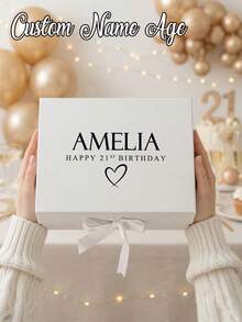 1pc-Customized Name Ribbon Gift Box, Foldable Gift Box, Magnetic Gift Box, Wedding Gift Box, Customized Name Bridesmaid Gift Box, Customized Gift Box Lid And Ribbon Gift, Personalized Wedding Gift And Bridesmaid Gift Box And Design Your Own Birthday, Valentine's Day, Bride Gift, Perfect Gift For Your Wedding, Birthday Or Any Other Occasion - Multicolor - View 2