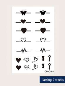 Herbal Juice Semi-Permanent Tattoo Sticker Heart & Butterfly Pattern 14 Days No Fading Music Festival Party Gift Finger Ear Behind Shoulder Neck Collarbone Body Temporary Tattoo Sticker 1pc/Pack - Blue - View 5