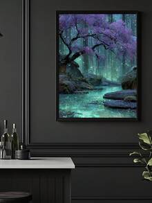 1pc Enchanted Forest Wall Art, Magical Stream Canvas Print, Fairy Lantern Fantasy Decor, Ideal Gift,Suitable For Bedroom,Living Room,Office,Wall Arts,Wall Decor,Home Decor,Room Decor,Canvas Wall Art,Posters, Wall Art With Frame, Optional Frame ﻿ ﻿ - 1PCS - View 5