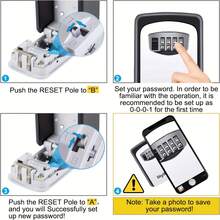 Wall-Mounted Password Key Lock Box, 4-Digit Resettable Code Waterproof Key , Aluminum Alloy Outdoor Key Storage Box With Dust Cover, Secure Key Storage For Home, Office, Garage, Airbnb, Rental Property, Construction Site - A - View 9
