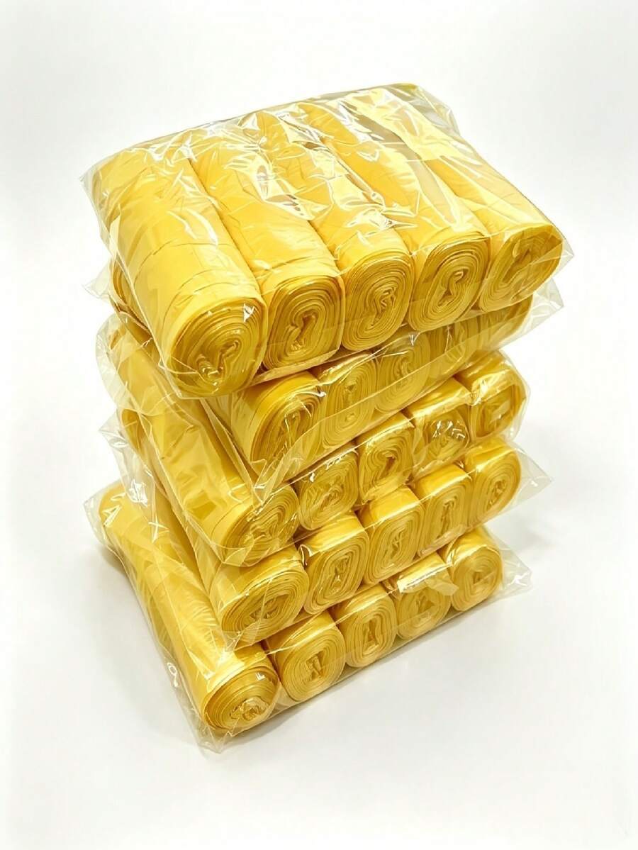 5捲 100入 黃色防漏防臭垃圾袋－特大號加厚塑膠袋，防漏、防臭、耐撕裂，適用於居家、辦公室、廚房、浴室、戶外、商業用途－廚餘處理、防臭材質、日常必需品，保持清潔 - 多色 - 查看 1