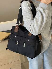 Solid Color Women's Large Capacity Shoulder Bag - Multicolor - View 3