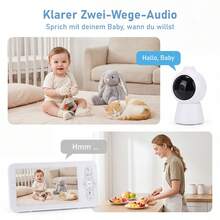 OYAJIA Baby Monitor HD 5-Inch With Camera, Non-Wi-Fi Video Baby Monitor, Night Light, Lullabies, 6m Range, Two-Way Audio - White - View 5