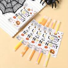 48 pièces Cartes de décoration de bâtons lumineux scellées pour Halloween, motif fantôme blanc & citrouille, décoration de maison pour Halloween, décoration de fête d'Halloween, cadeaux de fête, fournitures de fête d'Halloween (bâtons lumineux non inclus) - Voir 3