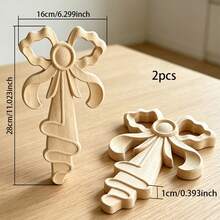 2pcs Solid Wood Carved Bow Applique, Home Decor, Unfinished Wood, Woodworking Supplies, Suitable For Cabinets, Doors, Windows, Furniture, Feature Walls And Other Decals, DIY Decoration, Holiday Decoration - Multicolor - View 12