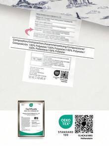 HONEYMOON 2/3件套 艾菲爾鐵塔印花床上用品套裝，鈕扣封口，四角被套綁帶，包含1件被套和1/2個枕套，不含被芯，涼爽透氣輕量，可機洗，抗起球，適用於單人、雙人、加大、特大所有尺寸，返校必備，Oeko-Tex認證 - 彩色 - 查看 10