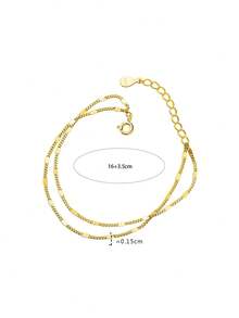 1pc S925 Sterling Silver Minimalist Cool Aesthetic Ins Double Layer Twisted Plain Chain Bracelet For Women, Light Luxury Personalized Exquisite Elegant Artistic Korean Style Niche High-End Sweet Jewelry, Daily Casual Fashion Gentle Accessory Gift - Double Layer - View 10
