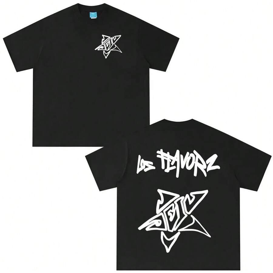 Rapper Dei V Los Flavorz 2025 T-Shirts, Men's And Women's Clothing, Short-Sleeved Hip Hop T-Shirt, Casual Cotton T-Shirts Of High Quality. - Black - View 1