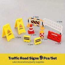 9 pièces Mini Modèle de Panneau de Signalisation Réaliste en Résine, Peint avec Précision, Résistant à la Décoloration, Convient pour les Figurines de 5/9/12cm, Décoration de Scène de Maison de Poupée Miniature de Rue DIY - A - Voir 4