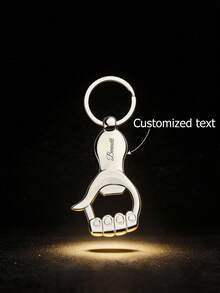 Customized Multifunctional Metal Bottle Opener Keychain, Customized Text Logo Bottle Opener, Metal Bottle Opener, Palm-Shaped Bottle Opener Keychain, Creative Gift, Metal Keychain Bottle Opener - Multicolor - View 1