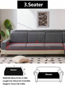 1pc Elastic Sofa Cover Non-Slip Full Coverage Sofa Seat Cover, All-Season Universal Sofa Cushion Cover Fabric Thickened Sofa Cover Cloth Machine Washable Dust-Proof Stain-Resistant Home Decor Pet-Friendly Protective Cover Fresh Room Decoration Adjustable Corner Sofa Cover Suitable For Bedroom, Office, Living Room Combination And L-Shaped Sofa And 1234 Seat Covers - Dark Grey - View 14