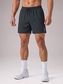 CZRLHYT Men's Shorts, Zipper Pockets, Casual Beach Style, Drawstring Waist And Reflective Details, Black. Suitable For Summer Outdoor Activities And Sports - Dark Grey - View 1