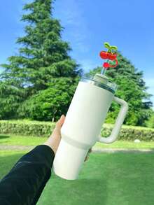 1/2/4/6pcs Cherry Straw Covers, Fits 30&40oz Tumblers, 10mm Cute Straw Caps, Reusable Straw Sleeves, Dust-Proof Straw Covers, Minimalist Straw Caps, Suitable For Driving, Office, Outdoor Camping, Valentine's Day Gift, Cup Accessories - Multicolor - View 4