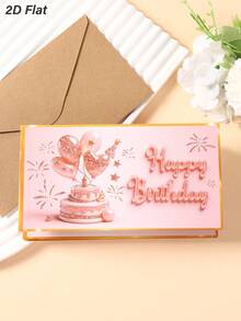 1 Set Tarjeta de Efectivo Plegable con Brillo Oro Rosa para Cumpleaños y Sobre, Diseño 3D de Letras con Pastel y Globo, Tarjeta de Efectivo para Cumpleaños, Regalo para Madre y Amigos, Broma y Regalo de Sorpresa de Cumpleaños, Fiesta de Cumpleaños con Tema Rosa, Suministros para Fiesta de Cumpleaños - rosa - Ver 9