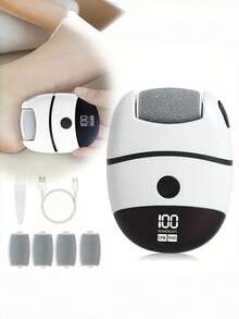 Electric Foot Callus Remover, Equipped With 6 Replaceable Grinding Heads, Professional Callus Remover, Electric Foot File And Skin Exfoliator, Can Polish Foot Skin, 2-Speed Adjustment, USB Charging, 500mAh Lithium Battery, Compact And Portable - Multicolor - View 4