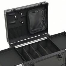 Rolling Makeup Train Case - Stylish Black Cosmetic Trolley With Adjustable Rods, Spacious Storage, And Detachable Wheels For Easy Travel And Organization - Black - View 5