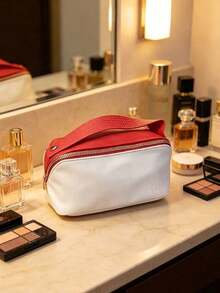 Fashionable Portable Cosmetic Storage Bag, Dust-Proof Lightweight Toiletry Bag, Suitable For Daily Carry And Travel, Exquisite Gift For Her, SHISEIDO-GIFT-7 Makeup Bag - Red - View 4
