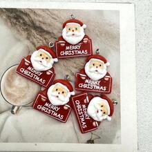 6件組樹脂聖誕老人吊墜，附「Merry Christmas」文字設計，適合DIY珠寶手工，完美用於派對配件、耳環、項鍊、包包 - 聖誕老人字牌吊墜 - 查看 5