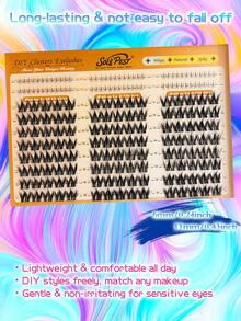 2-In-1 Cluster False Eyelashes, Including Puppy Eye Upper Lash Clusters And Lower Lashes, Length 6-11mm, C Curl, 156 Pieces, Dense Single Lashes, Cartoon Style, Reusable, Suitable For Daily Makeup, Cosplay, Music Festivals, Christmas And Other Occasions,Halloween - C - View 4