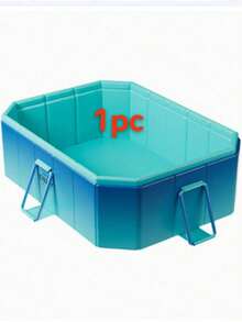 1pc Foldable Rectangular Home Swimming Pool, Large Inflatable Above Ground Pool With Sturdy Ladder, Durable Outdoor Backyard Pool For Kids, Adults And Pets, Perfect For Summer Water Party And Water Play - A - View 5