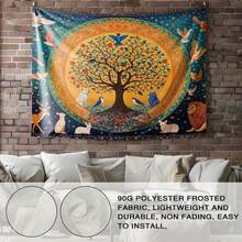 One "Tree Of Life" Tapestry Designed To Create A Soothing Atmosphere; Suitable For Use As A Bedroom Headboard Backdrop, Dorm Or Rental Decor, Hostel Styling, A Background For Live Streaming Or Photography, Sofa Decoration, Or As A Gift. - Multicolor - View 5